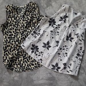 Stylish Women's Sleeveless Tops - Black and White Floral & Leopard Print